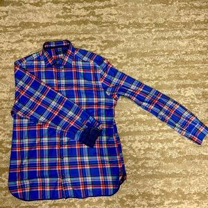 Hammermade Men’s Shirt - Size 43/17 - Blue Plaid Long Sleeve Button-Up